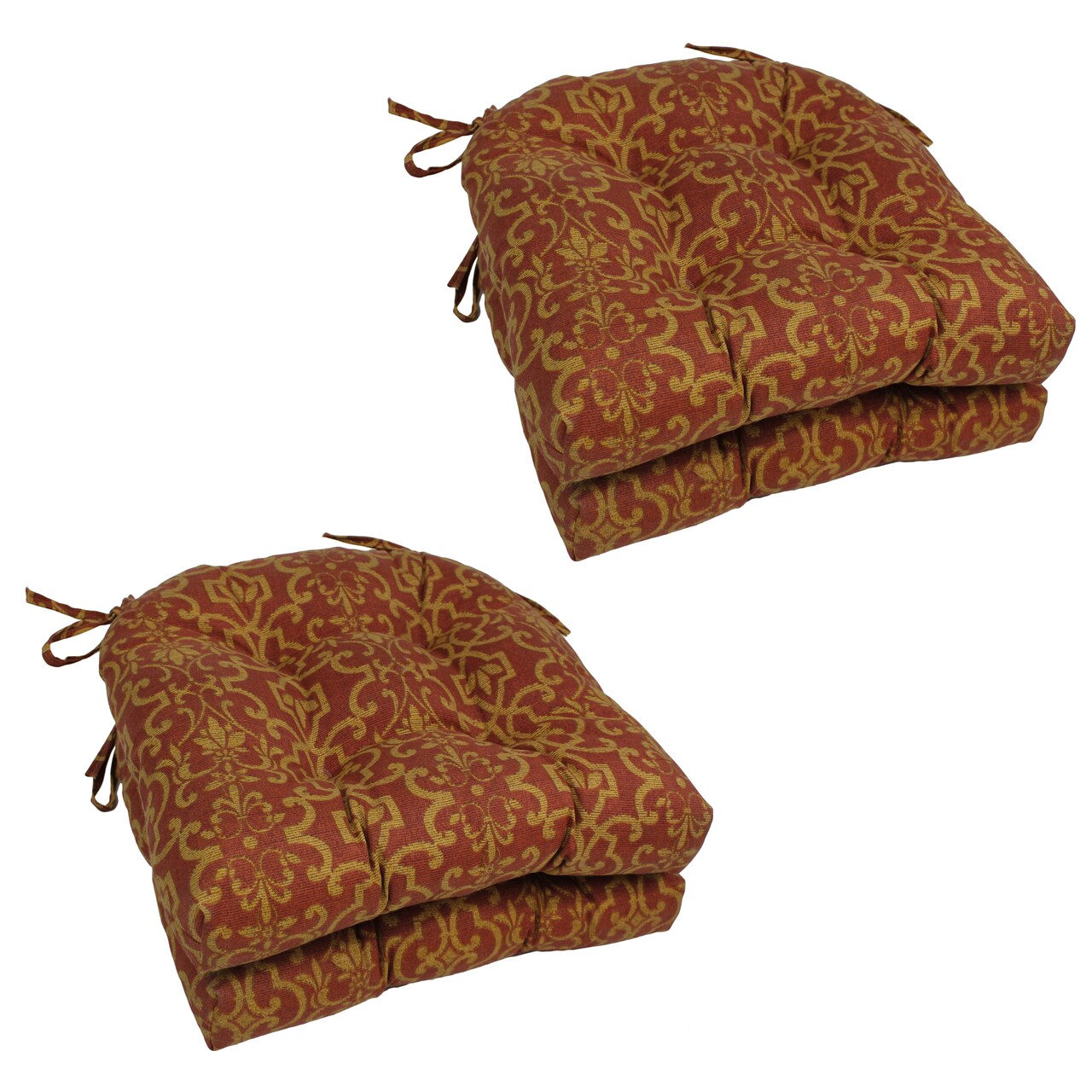 16-inch Outdoor Spun Polyester U-shaped Tufted Chair Cushions (Set of 4) - Vanya Paprika